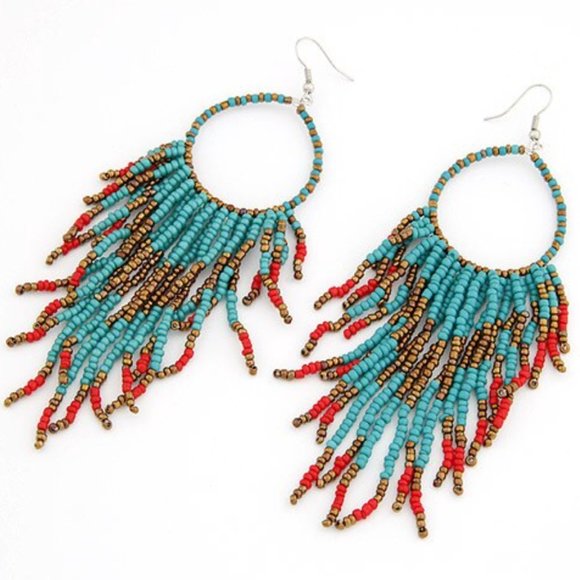 Bohemian Beads Tassel Earrings - Picture 4 of 11